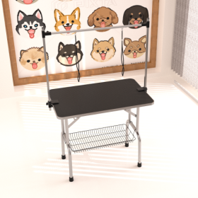 Professional Dog Pet Grooming Table Large Adjustable Heavy Duty Portable With Armrests And Lasso & Grid Tray