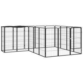 18-Panel Dog Playpen Black 19.7"x39.4" Powder-coated Steel