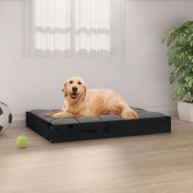 Dog Bed Black 28.1"x21.3"x3.5" Solid Wood Pine