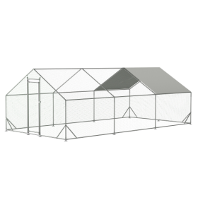 Large Metal Chicken Coop (Option: Argent)