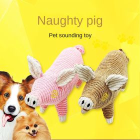 Plush dog toy cartoon cute voice bite-resistant plush toy dog cat toy (Colour: Coffee color)