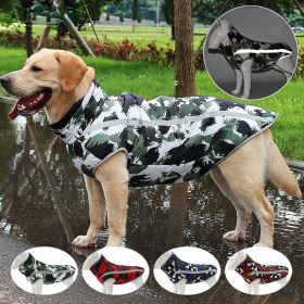 Winter windproof dog warm clothing; dog jacket; dog reflective clothes (Colour: Red grid, size: 2XL)