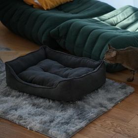 Dog Bed Washable Medium Dog Cat Sofa Bed Super Soft Rectangular Cuddle Pet Bed With Non-Slip Fluffy Bottom(Dark Gray, 20.8 * 15.7 * 6.7) (Colour: Dark gray)