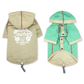 Touchdog 'Cloudburst' Waterproof Reversible Dog Raincoat (Color: Khaki, size: X-Small)