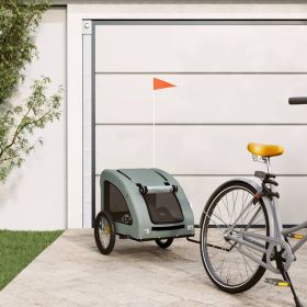 Pet Bike Trailer Gray Oxford Fabric and Iron (Color: Gray)