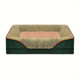 Removable And Washable Pet Dog Sofa And Dog Bed, Dog Nest,  Pet Bed Sofa, Comfortable And Soft, Cat Sofa Bed With Raised Edges To Protect The Neck (Color: Green, size: L ( 39.37*23.62*6.3 in ))