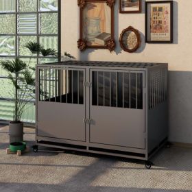 48inch heavy duty dog crate (Color: Silver grey)