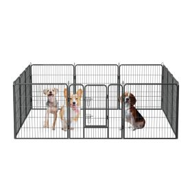 Dog Pens Outdoor 32" Height Foldable 12 Panels Heavy Duty Metal Portable Dog Playpen Indoor Anti-Rust Exercise Dog Fence with Doors for Large/Medium/S (Color: as Pic)