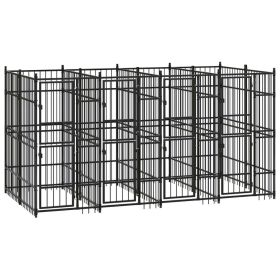 Outdoor Dog Kennel Steel 79.3 ftÂ² (Color: Black)