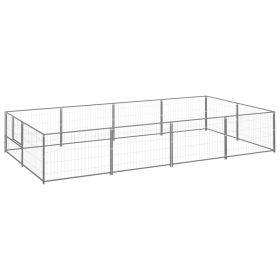 Dog Kennel Silver 86.1 ftÂ² Steel (Color: Silver)