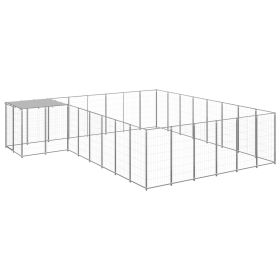 Dog Kennel Silver 169.3 ftÂ² Steel (Color: Silver)