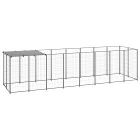 Dog Kennel Silver 52.1 ftÂ² Steel (Color: Silver)