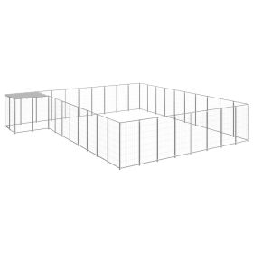 Dog Kennel Silver 273.5 ftÂ² Steel (Color: Silver)